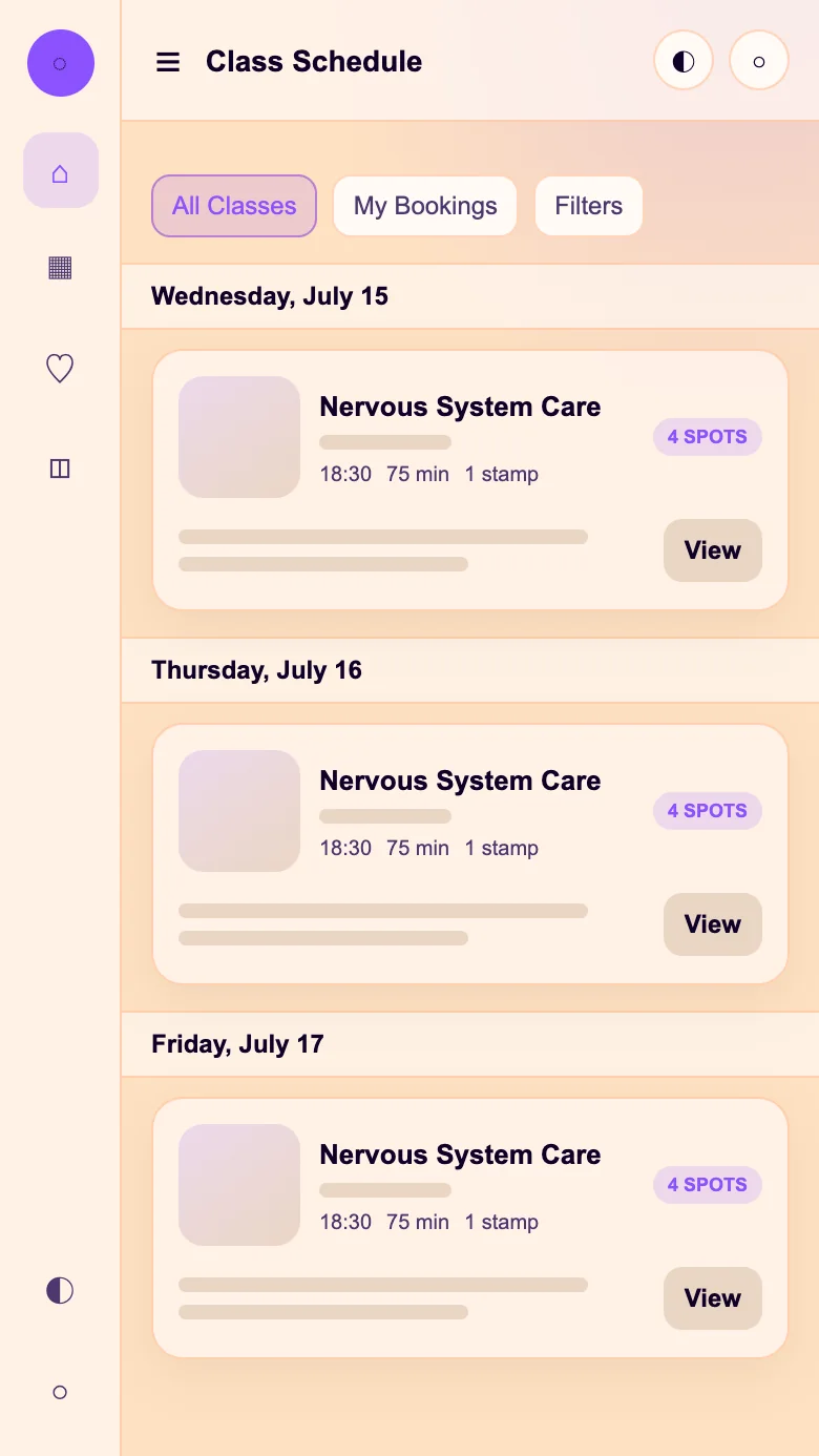 Browse & Book Classes app preview