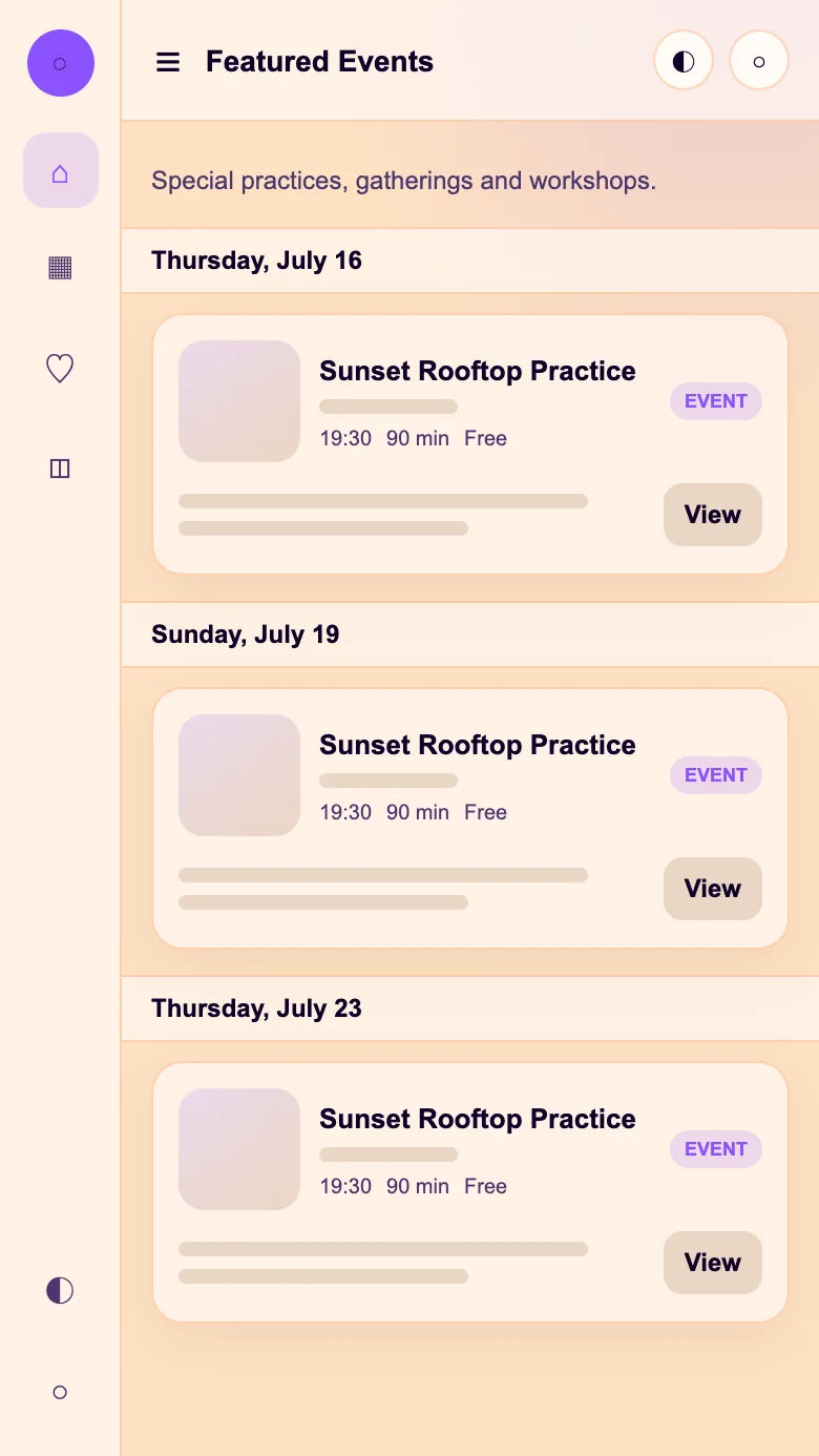Events & Workshops app preview
